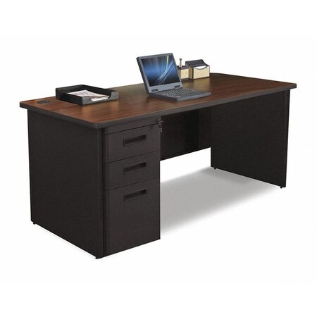 PRONTO PDR6630SP-B/DT:MADN Metal Desk w/Sngl Pedestal,Mahogany,66"