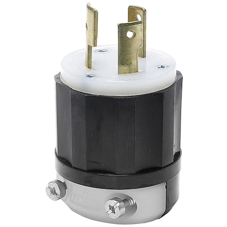 Leviton Locking Plug, L10-30P, 30 A, 125/250V AC, Single Phase, 3 Pole, Screw Terminals, Black, White 2661