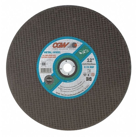 Cgw Abrasives Abrasive Cut-Off Wheel, Type 1, 14 in Dia, 5/32 in Thick, 1 in Arbor Hole Size, Aluminum Oxide 35600