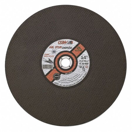 Cgw Abrasives CutOff Whl, 14x3/32x1, A30-R-BF, DR-MR Stud
