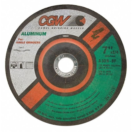 Cgw Abrasives Depressed Ctr Whl, 4.5x1/4x7/8, T27 36107