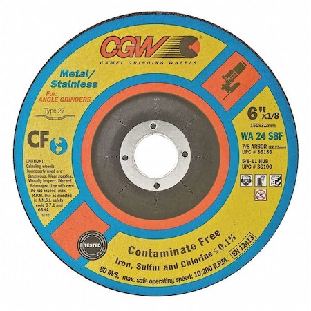 Cgw Abrasives Depressed Ctr Whl, 4.5x1/8x7/8, SS, T27 35616