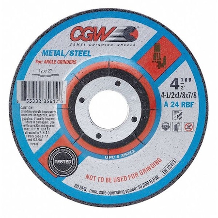 Cgw Abrasives Depressed Ctr Whl, 9x1/8x7/8, T27 35648