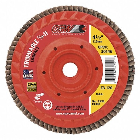 Cgw Abrasives Flap Disc, 6x5/8-11, C3-60G, Cmpct-Trim Cer 30224