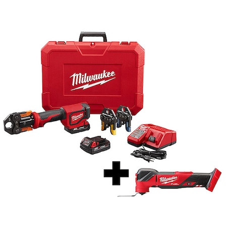 Milwaukee Tool M18 FORCE LOGIC Cordless Press Tool Kit, For Up to 1 in PEX Pipe, 18 V DC 2674-22P,2836-20