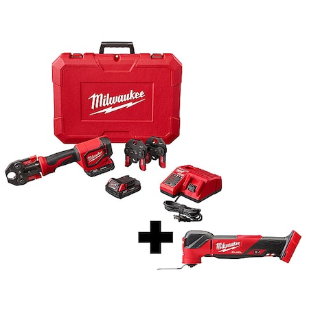 Milwaukee Tool M18 Press Tool Kit, For Up to 1 in PEX Pipe, 18 V DC 2674-22C,2836-20