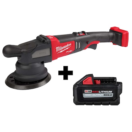 Milwaukee Tool M18 FUEL 21mm Random Orbital Polisher + M18 HIGH OUTPUT XC6.0 Battery 2685-20,48-11-1865