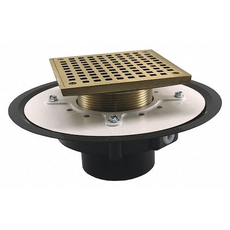 Jones Stephens Square Floor Drain, Nickel Bronze, Pipe D50076