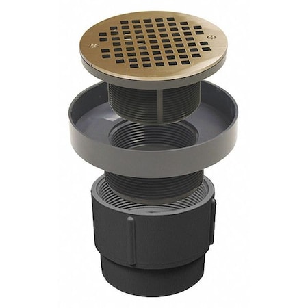 Jones Stephens Round PVC 3"X4" Pf Levelbest, Pl Spud, 5 NB St, PVC, Nickel Bronze, Pipe D50460