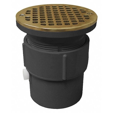 Jones Stephens Round PVC 3"X4" Pf & GP Drain, 5" NB Strainer, PVC, Nickel Bronze, Pipe D53431
