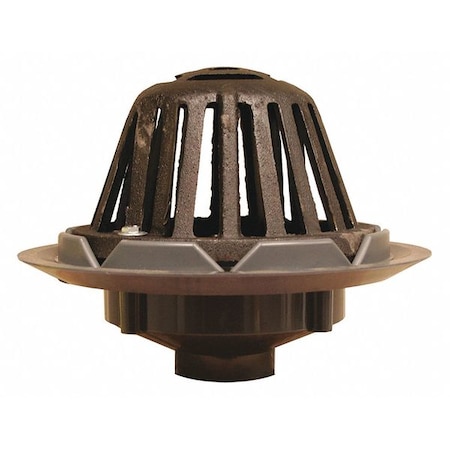 Jones Stephens Roof Drains PVC 3" Roof Drain, Cast Iron Dome, PVC, Cast Iron, Pipe R18005