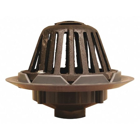 Jones Stephens Roof Drains PVC 4" Roof Drain, Cast Iron Dome, PVC, Cast Iron, Pipe R18006