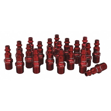 Milton ColorFit Plug, M-Style, Red, 1/4" MNPT, PK20 727MC-20