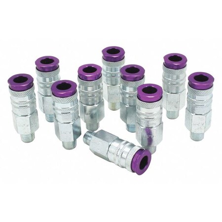 Milton HghFlow Couplers, V, Prple, 1/4 " MNPT, PK10 765VC