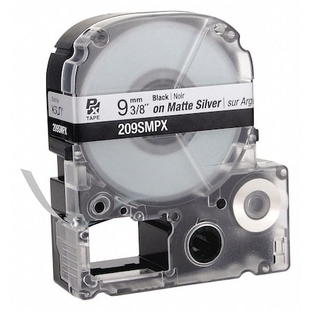 Labelworks Px Black Ink/Silver Matte Tape, 1/2" W 209SMPX