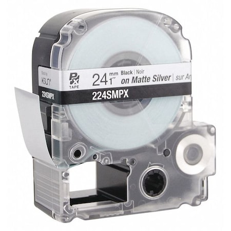 Labelworks Px Black Ink/Silver Matte Tape, 1" W 224SMPX
