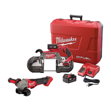 Milwaukee Tool M18 FUEL 4-1/2" / 5" Variable Speed Braking Grinder + M18 FUEL Deep Cut Band Saw Kit 2729-22, 2888-20