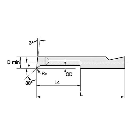 Widia Boring Bar, 15.24mm, Carbide BP187600R