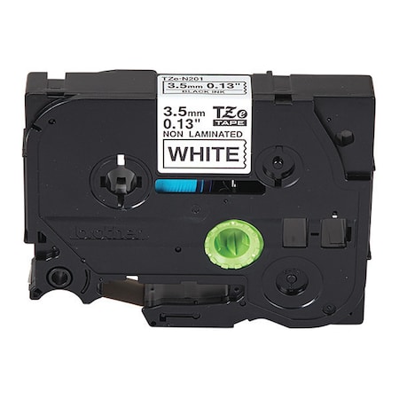 Brother Non Laminate Label, Blk/Wht, .13"x26.2 ft. TZEN201G