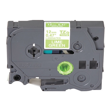 Brother Label, White/Lime Green, .47" x 16.4 ft. TZEMQG35G