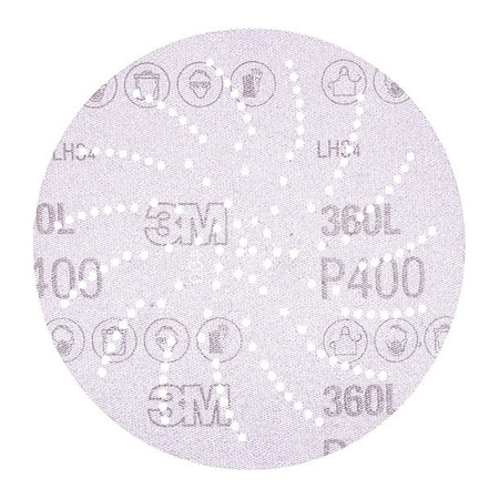3M Hookit Clean Sndng Dsc 360L, 20825, PK500, 3" Dia, Multi-Hole, Aluminum Oxide, P400 Grit 7100010259