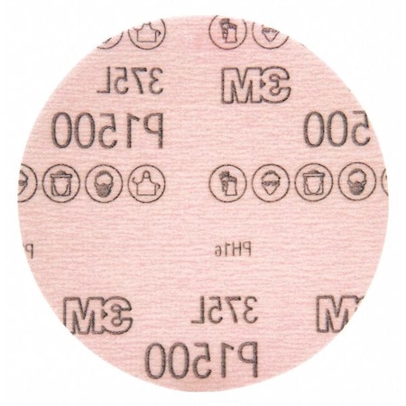 3M Hookit Flm Dsc 375L, 5 x NH, P1500, PK250, Aluminum Oxide, P400 Grit, Open Coat Type 375L