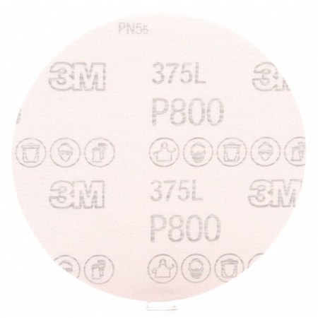 3M Hookit Flm Dsc 375L, 5 x NH, P800, PK250, 5 in Dia, 500X, Aluminum Oxide, P800 Grit, Open Coat Type 7000045382