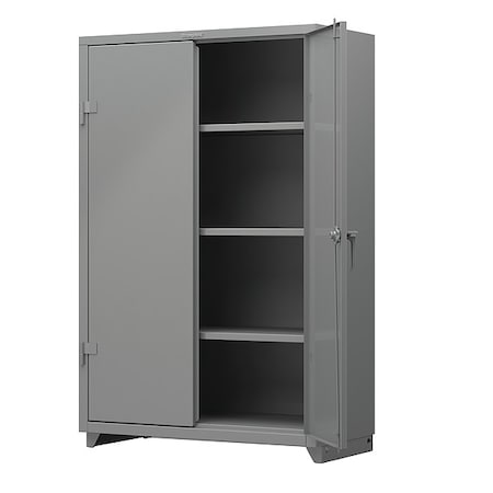 Strong Hold Shelving Storage Cabinet, 75 in H, 48 in W, 24 in D, Swing, Padlock Hasp, Gray, 3 Shelves, 0 Drawers 46-243-L