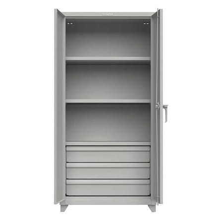 Strong Hold Combo Wardrobe Storage Cabinet, 75 in H, 36 in W, 24 in D, Swing, Padlock Hasp, Gray, 4 Shelves 36-243-3DB-L