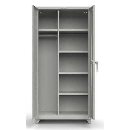 Strong Hold Combo Wardrobe Storage Cabinet, 75 in H, 36 in W, 24 in D, Swing, Padlock Hasp, Gray, 5 Shelves 36-W-244-L