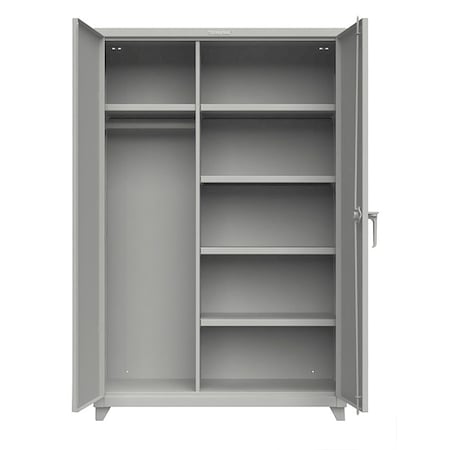 Strong Hold Combo Wardrobe Storage Cabinet, 75 in H, 48 in W, 24 in D, Swing, Padlock Hasp, Gray, 5 Shelves 46-W-244-L