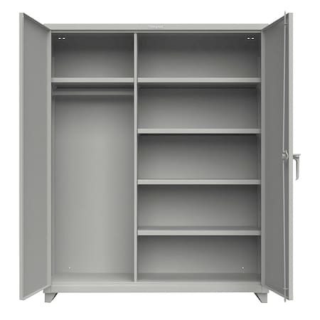 Strong Hold Combo Wardrobe/Drawer Storage Cabinet, 75 in H, 60 in W, 24 in D, Swing, Padlock Hasp, Gray 56-W-244-L