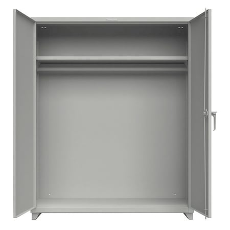 Strong Hold Janitorial Storage Cabinet, 75 in H, 60 in W, 24 in D, Swing, Padlock Hasp, Gray, 3 Shelves 56-WR-241-L
