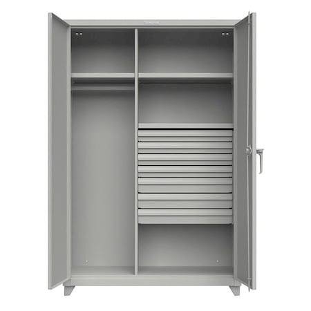 Strong Hold Combo Wardrobe/Drawer Storage Cabinet, 75 in H, 48 in W, 24 in D, Swing, Padlock Hasp, Gray 46-W-243-7DB-L