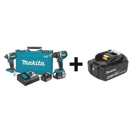 Makita Cordless Combination Kit, 18.0V, 2 Tools XT269M + BL1850B