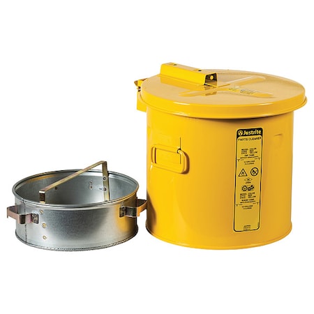 Justrite Wash Tank, Steel, 2 gal, Yellow 27812
