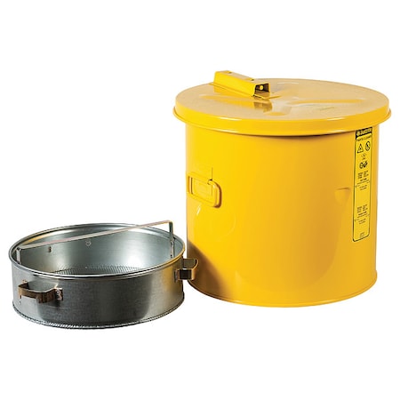Justrite Wash Tank, Steel, 3.5 gal, Yellow 27813