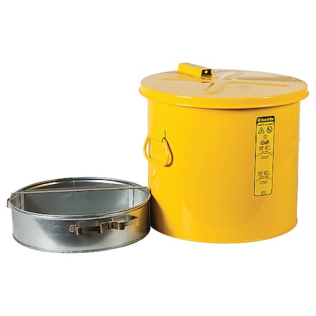 Justrite Wash Tank, Steel, 6 gal, Yellow 27816