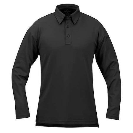 Propper Tactical Polo Shirt, 6% Spandex, 94% Polyester, Long Sleeve Length, Black F531572001L
