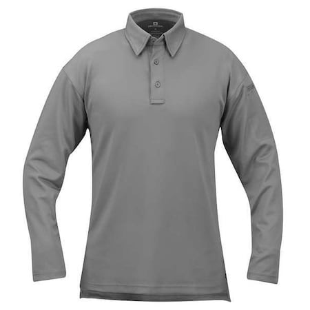 Propper Tactical Polo Shirt, 6% Spandex, 94% Polyester, Long Sleeve Length, Gray F531572020XS