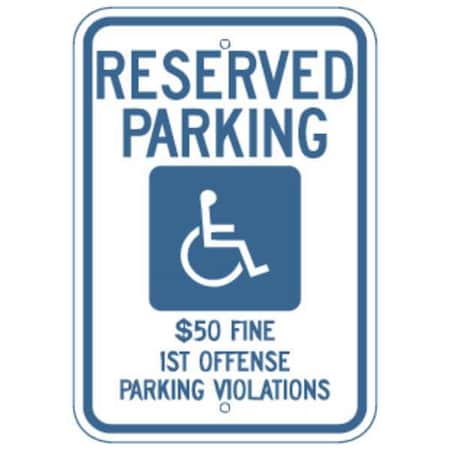 Zing Handicap Parking Sign, 12" W, 18" H, English, Aluminum 2678