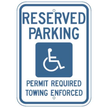 Zing Handicap Parking Sign, 12" W, 18" H, English, Aluminum 2679