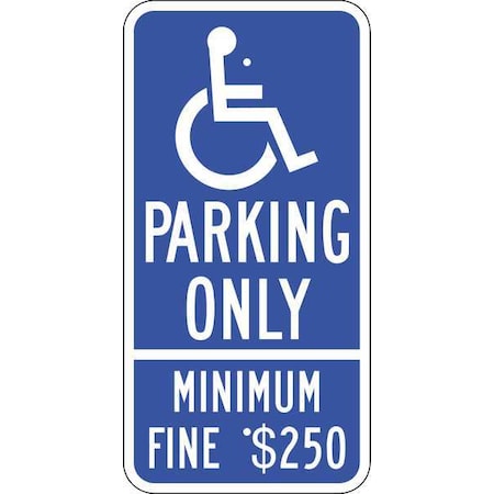 Zing Handicap Parking Sign, 12" W, 24" H, English, Aluminum 2682