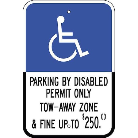 Zing Handicap Parking Sign, 12" W, 18" H, English, Aluminum 2686
