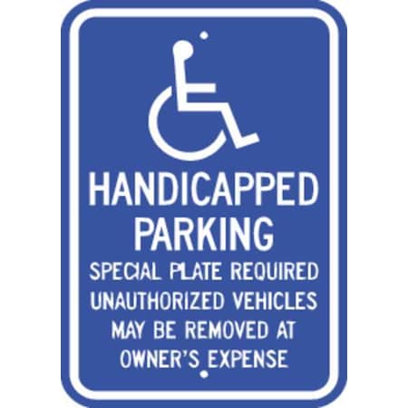 Zing Handicap Parking Sign, 12" W, 18" H, English, Aluminum 2690