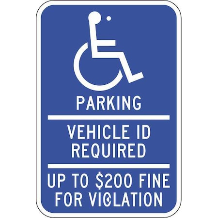 Zing Handicap Parking Sign, 12" W, 18" H, English, Aluminum 2691