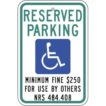 Zing Handicap Parking Sign, 12" W, 18" H, English, Aluminum 2695