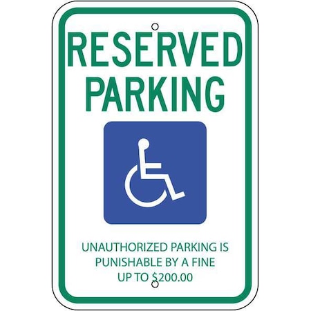 Zing Handicap Parking Sign, 12" W, 18" H, English, Aluminum 2703