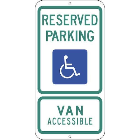 Zing Handicap Parking Sign, 12" W, 24" H, English, Aluminum 2704