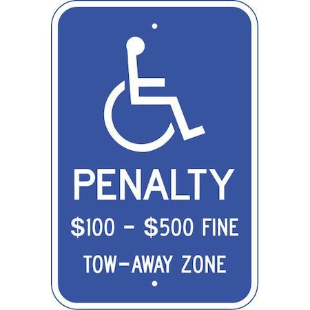 Zing Handicap Parking Sign, 12" W, 18" H, English, Aluminum 2705
